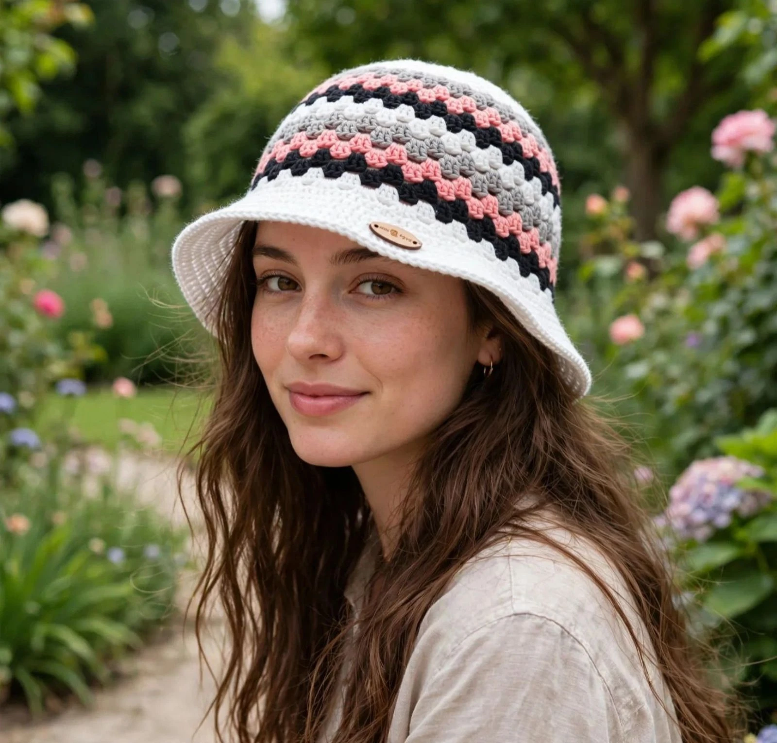 Gorro crochet de algodón estilo bohemio